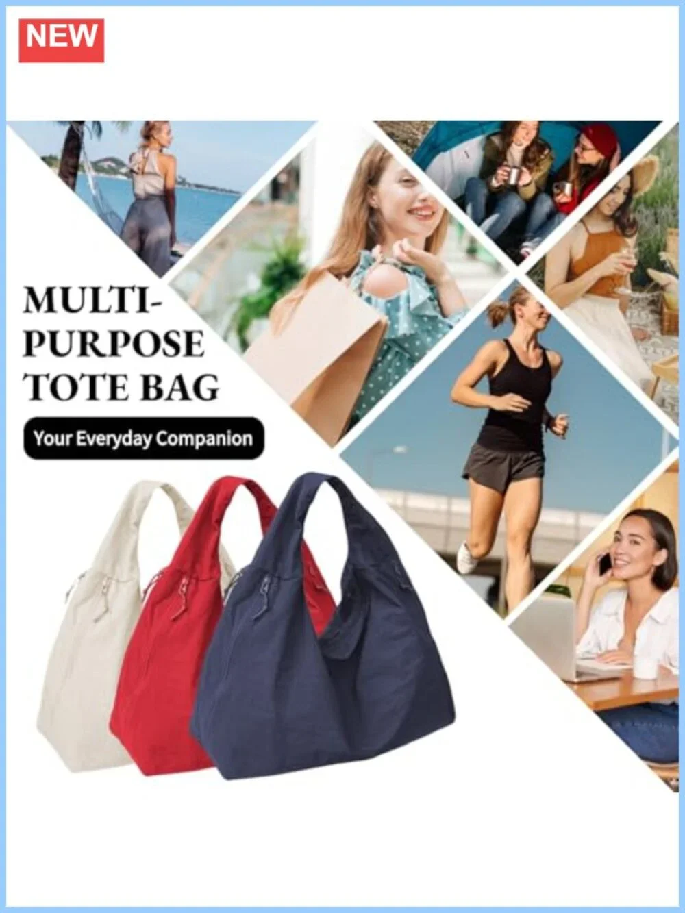 Large Nylon Slouchy Hobo Bag with Multiple Pockets for Travel Work